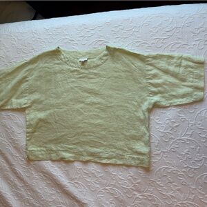 J Jill pureJill 100% linen boxy lime green beachy top size small